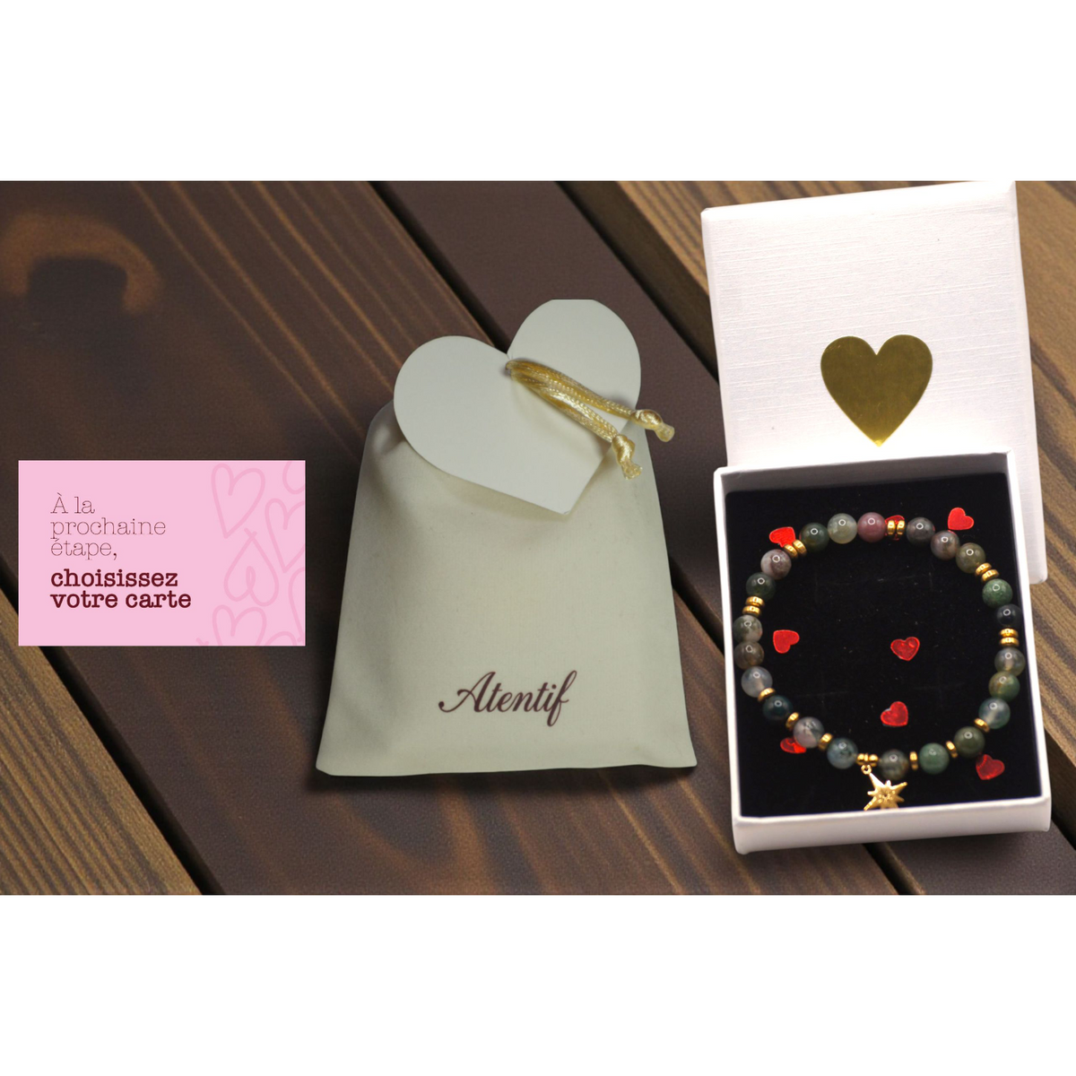 Bracelet Sérénité & Harmonie – Véritables Pierres Agate Indienne & Étoile