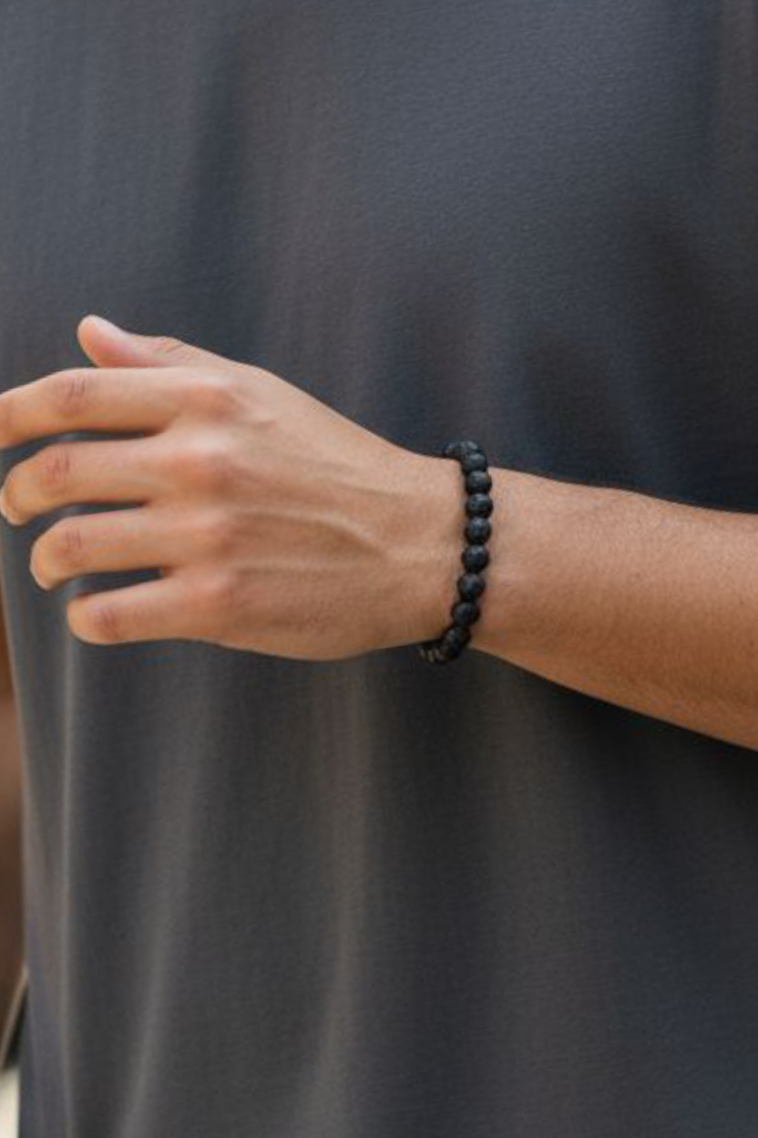 Bracelet Force Tranquille – Pierres de Lave Véritables & Lien d'Ancrage