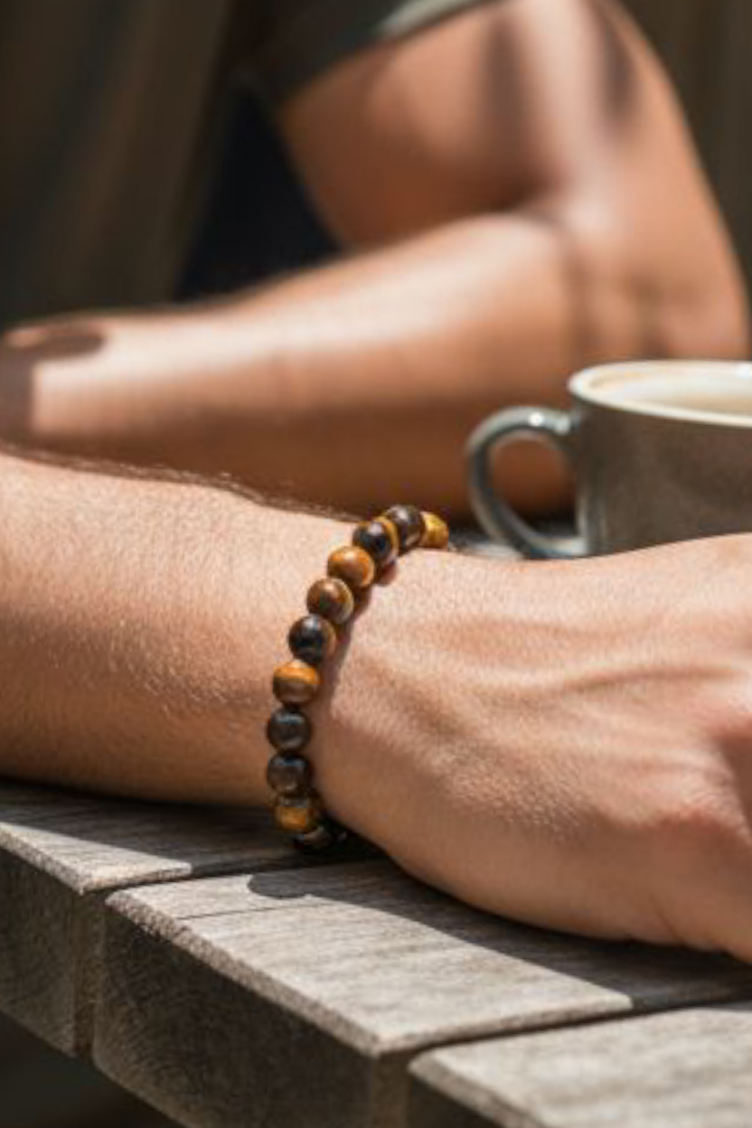 Bracelet Bouclier de Force – Véritables Pierres Œil de Tigre