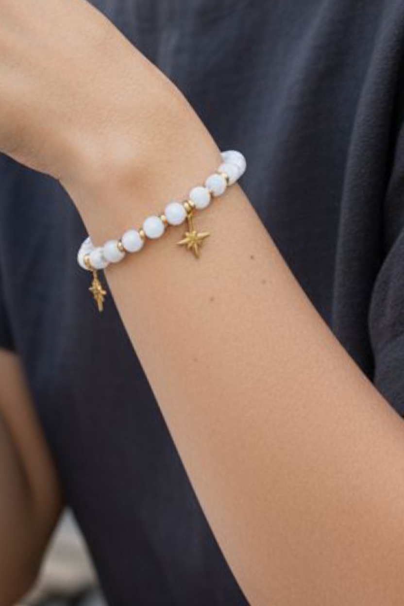 Bracelet Étoile de Douceur – Véritables Pierres de Lune & Etoile