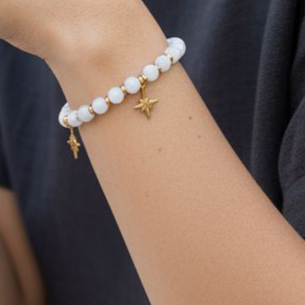 Bracelet Étoile de Douceur – Véritables Pierres de Lune & Etoile