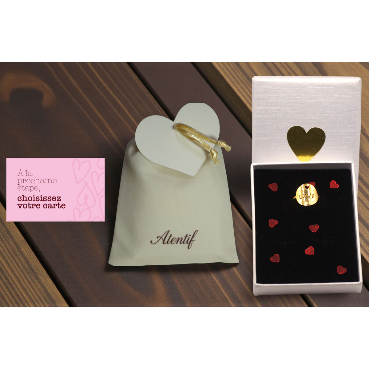 Bague Soleil d'Amour – Gravure LOVE Éclatant