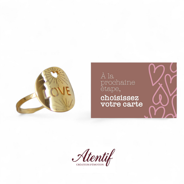 Bague Soleil d'Amour – Gravure LOVE Éclatant