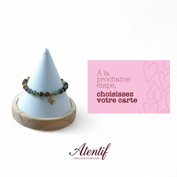 Bracelet Sérénité & Harmonie – Véritables Pierres Agate Indienne & Étoile