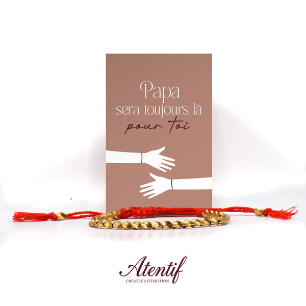 Bracelet Perles Dorées avec Cordon Tressé Rouge