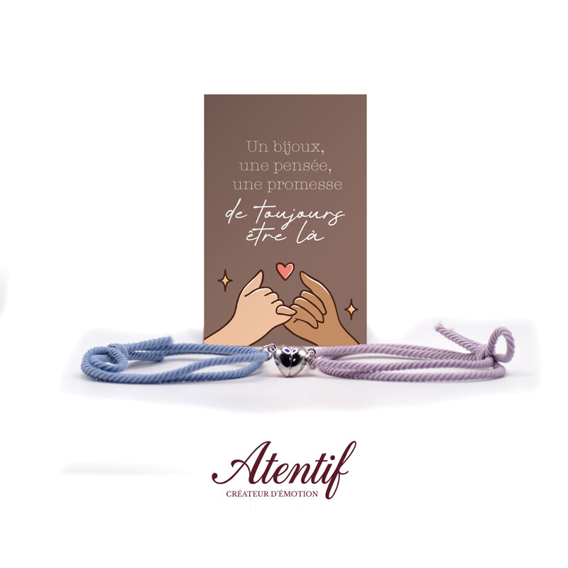 Bracelets Cœur Aimantés Duo Bleu et Rose