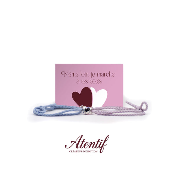 Bracelets Cœur Aimantés Duo Bleu et Rose