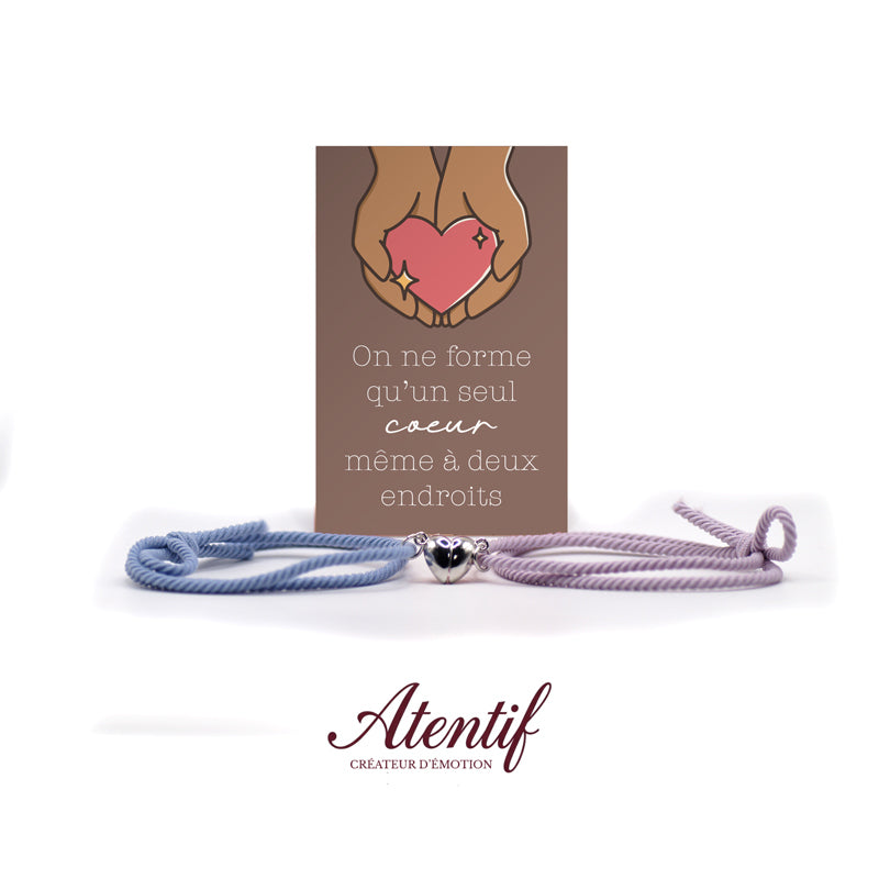 Bracelets Cœur Aimantés Duo Bleu et Rose