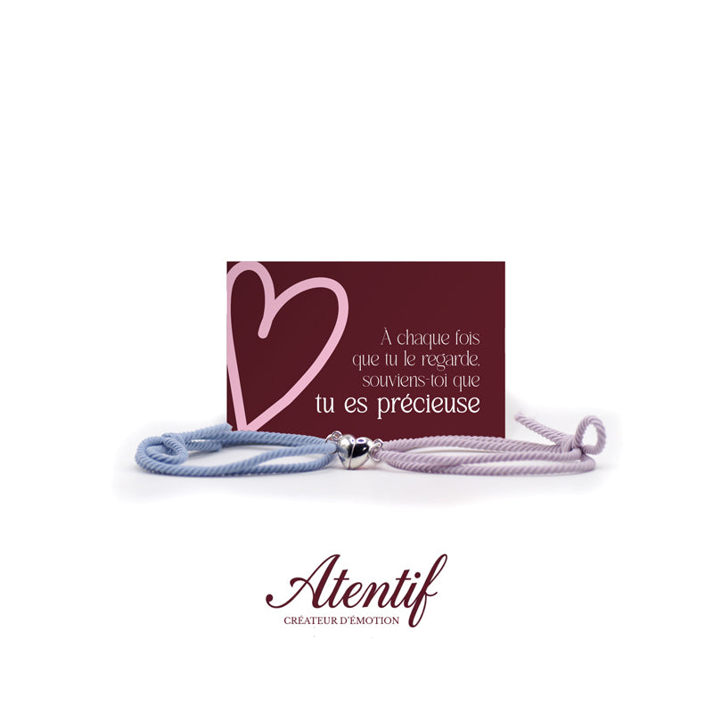 Bracelets Cœur Aimantés Duo Bleu et Rose