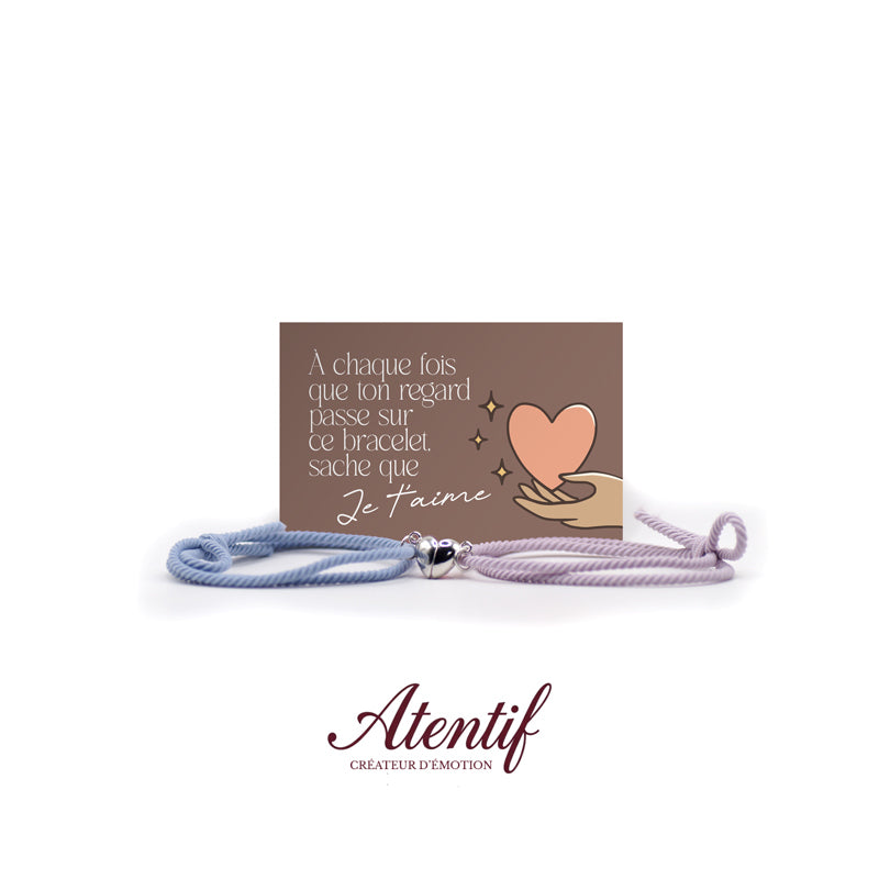 Bracelets Cœur Aimantés Duo Bleu et Rose