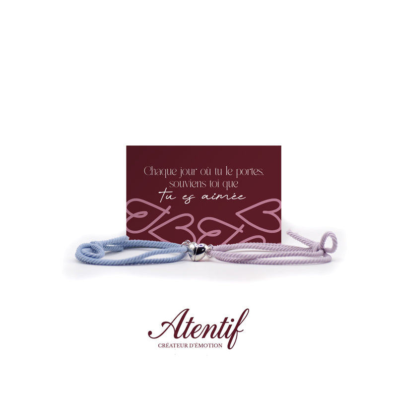 Bracelets Cœur Aimantés Duo Bleu et Rose