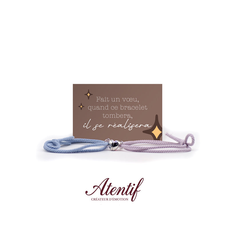 Bracelets Cœur Aimantés Duo Bleu et Rose