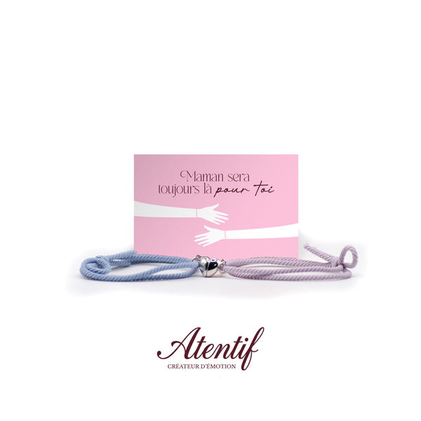 Bracelets Cœur Aimantés Duo Bleu et Rose