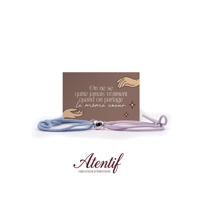 Bracelets Cœur Aimantés Duo Bleu et Rose