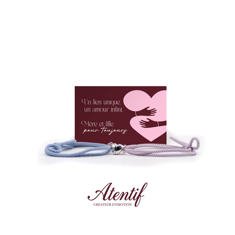 Bracelets Cœur Aimantés Duo Bleu et Rose