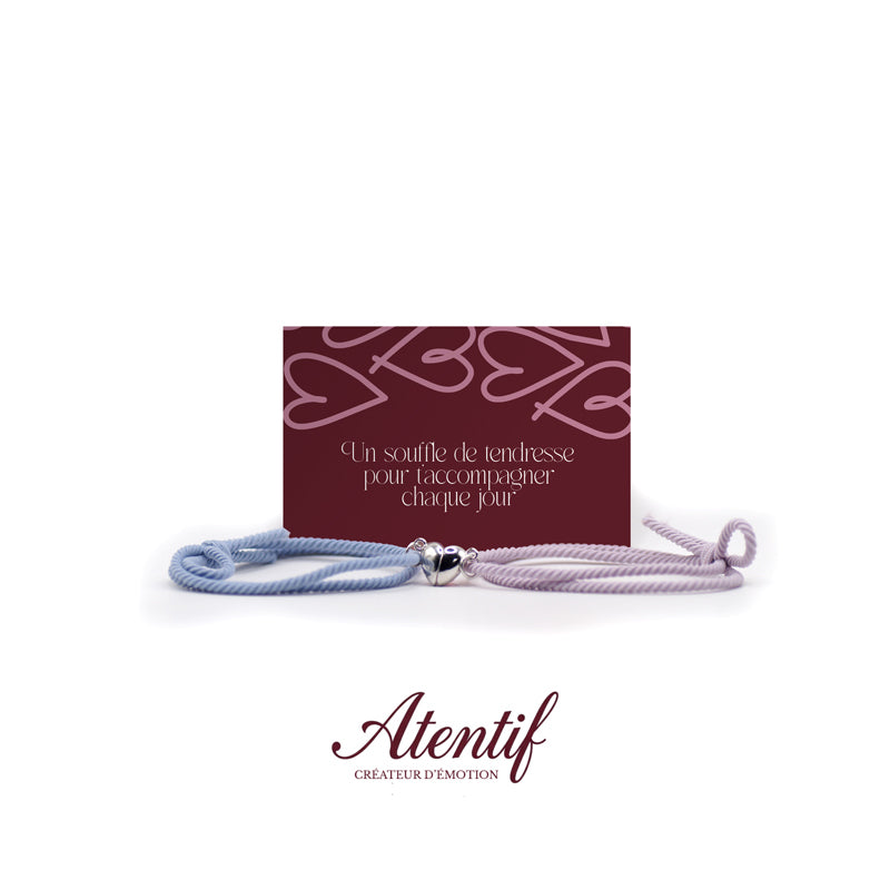 Bracelets Cœur Aimantés Duo Bleu et Rose