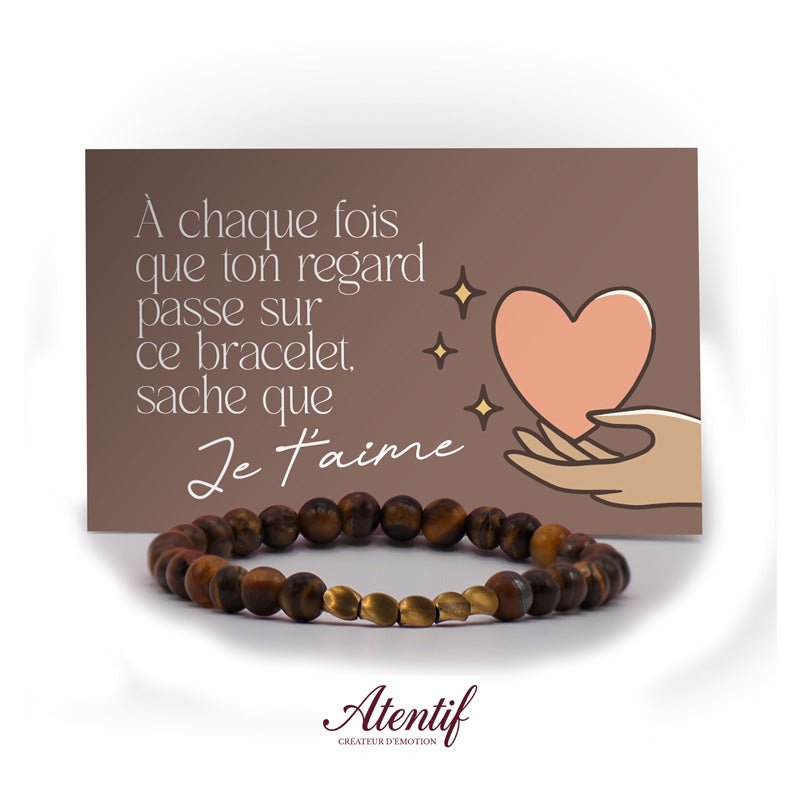 Bracelet Oeil de Tigre et Perles Dorées