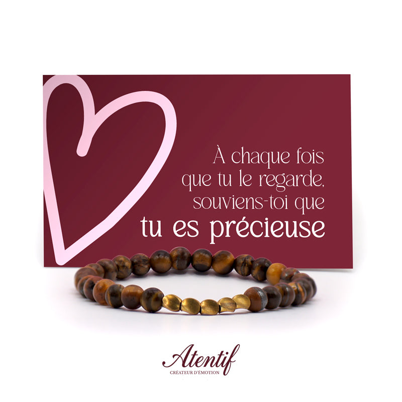 Bracelet Oeil de Tigre et Perles Dorées