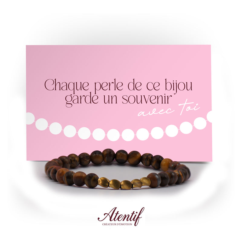 Bracelet Oeil de Tigre et Perles Dorées
