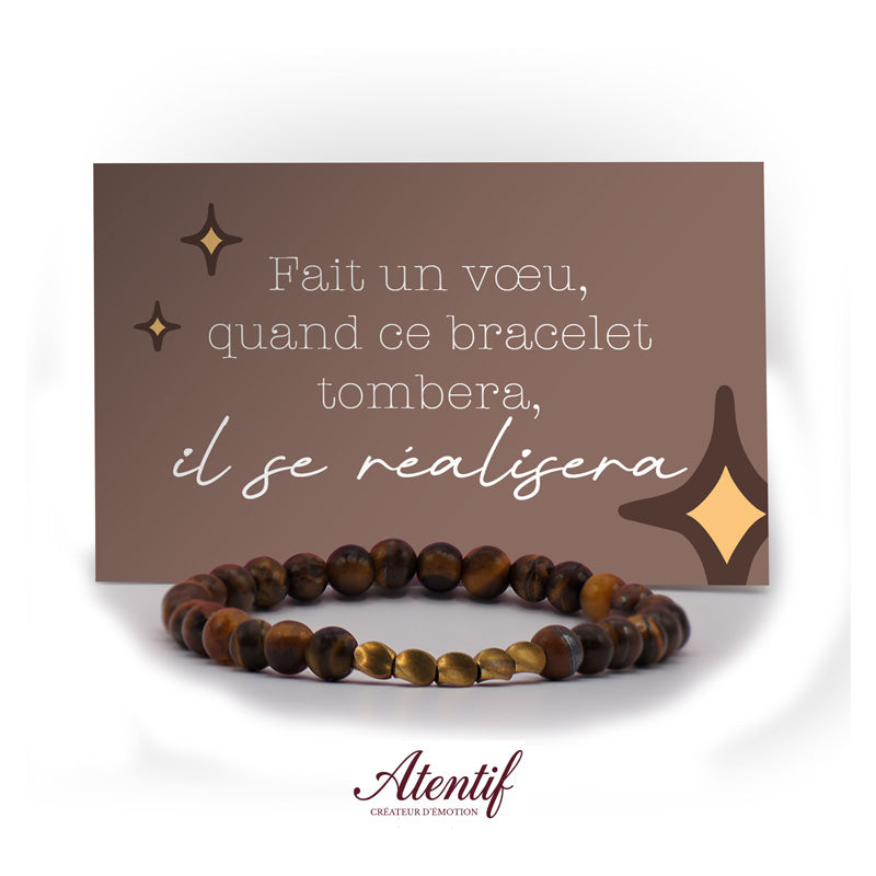 Bracelet Oeil de Tigre et Perles Dorées