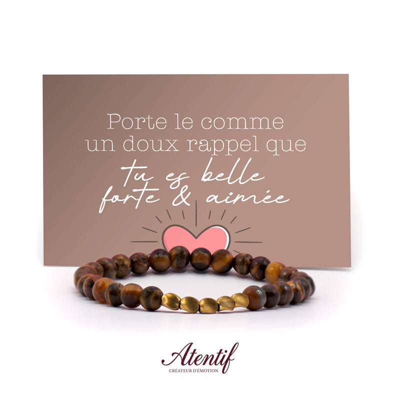 Bracelet Oeil de Tigre et Perles Dorées