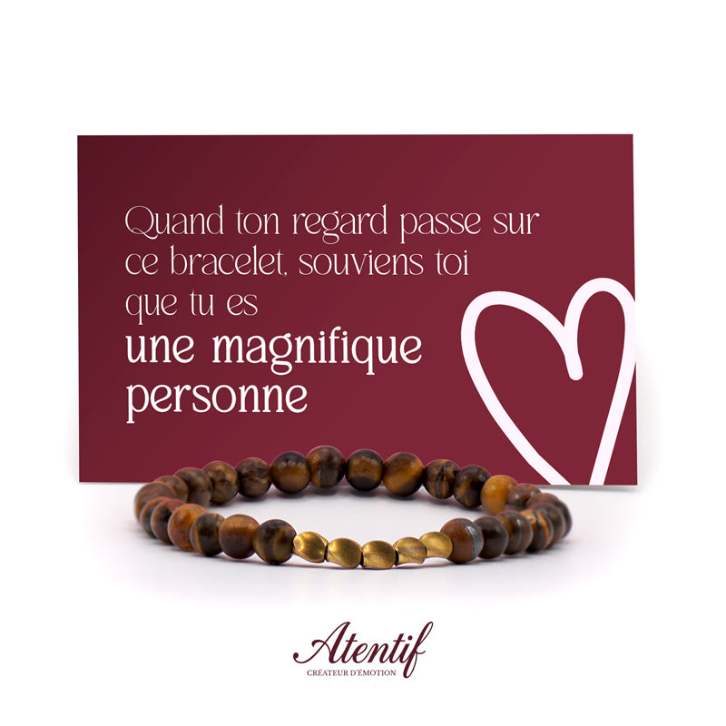 Bracelet Oeil de Tigre et Perles Dorées