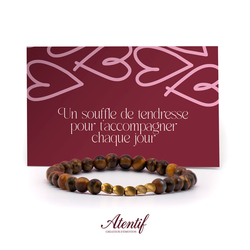 Bracelet Oeil de Tigre et Perles Dorées