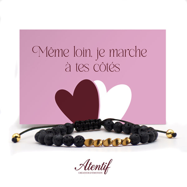 Bracelet en Pierre de Lave & Perles Dorées