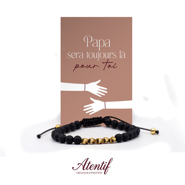 Bracelet en Pierre de Lave & Perles Dorées