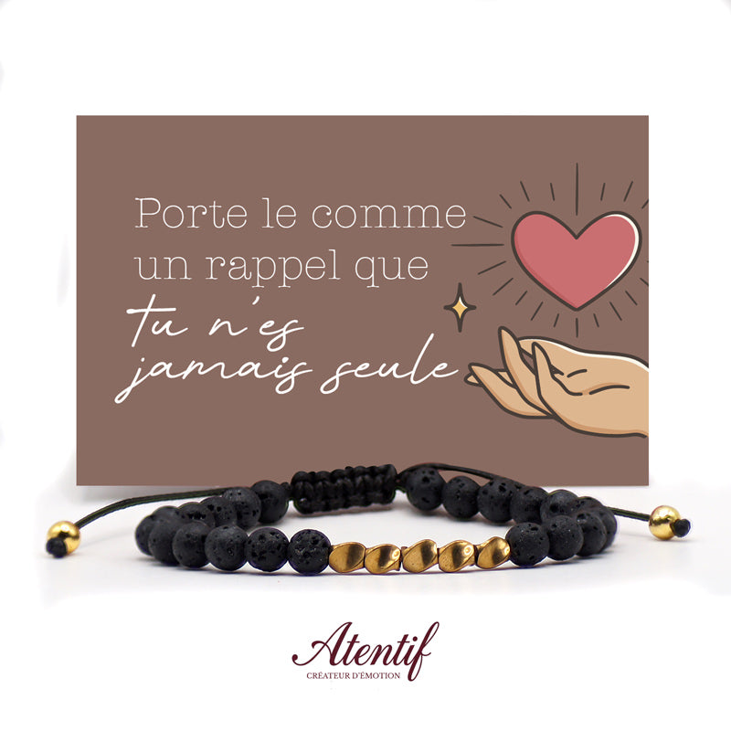 Bracelet en Pierre de Lave & Perles Dorées